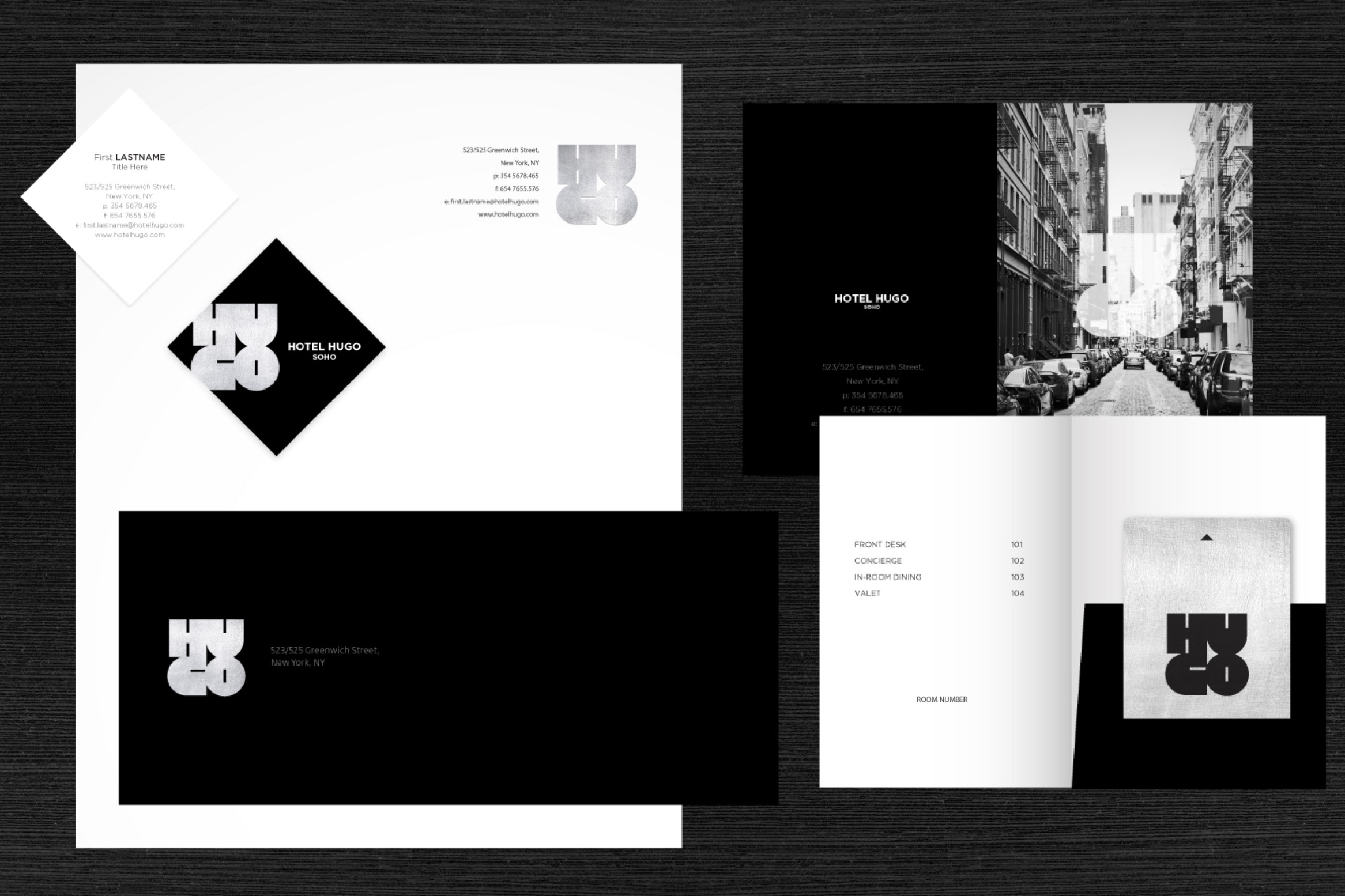 HUGO Hotel stationery design